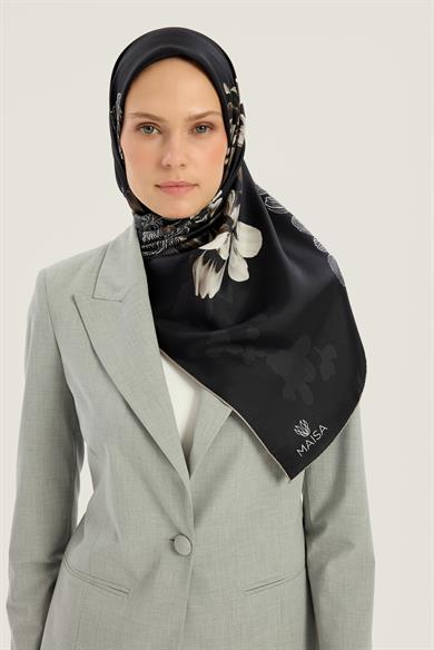LAL TİVİL İPEK EŞARP 90*90 CM - KAHVERENGİ