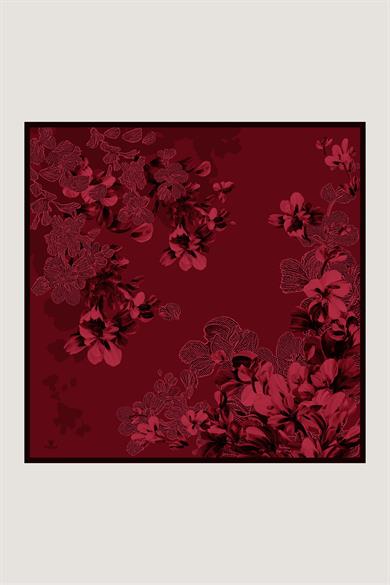 LAL TİVİL İPEK EŞARP 90*90 CM - KIRMIZI
