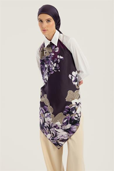 LAL TİVİL İPEK EŞARP 90*90 CM - MOR