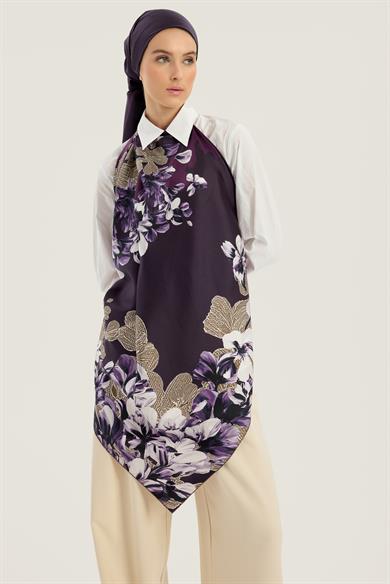 LAL TİVİL İPEK EŞARP 90*90 CM - MOR