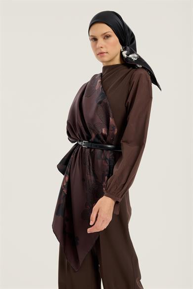 LAL TİVİL İPEK EŞARP 90*90 CM - MÜRDÜM