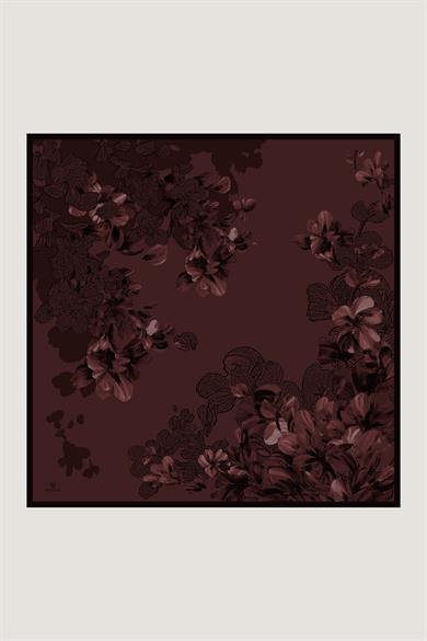 LAL TİVİL İPEK EŞARP 90*90 CM - MÜRDÜM