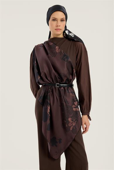 LAL TİVİL İPEK EŞARP 90*90 CM - MÜRDÜM