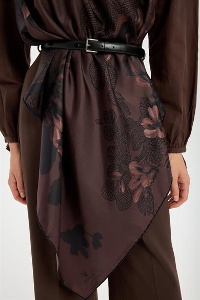 LAL TİVİL İPEK EŞARP 90*90 CM - MÜRDÜM