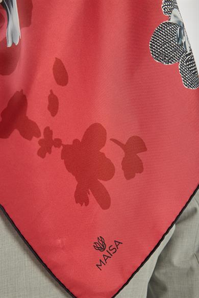 LAL TİVİL İPEK EŞARP 90*90 CM - NARÇİÇEĞİ