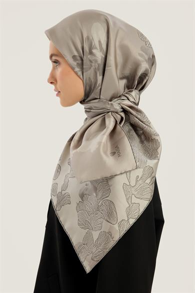 LAL TİVİL İPEK EŞARP 90*90 CM - VİZON