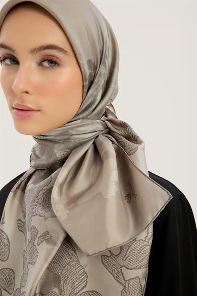 LAL TİVİL İPEK EŞARP 90*90 CM - VİZON