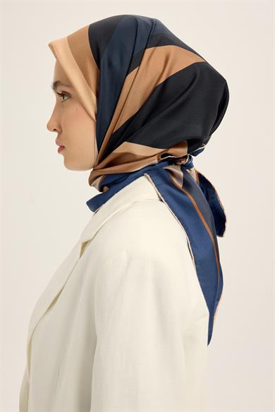 LALE TİVİL İPEK EŞARP 90*90 CM - BEJ