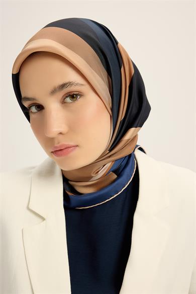 LALE TİVİL İPEK EŞARP 90*90 CM - BEJ