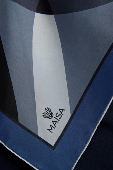 LALE TİVİL İPEK EŞARP 90*90 CM - KOYU MAVİ