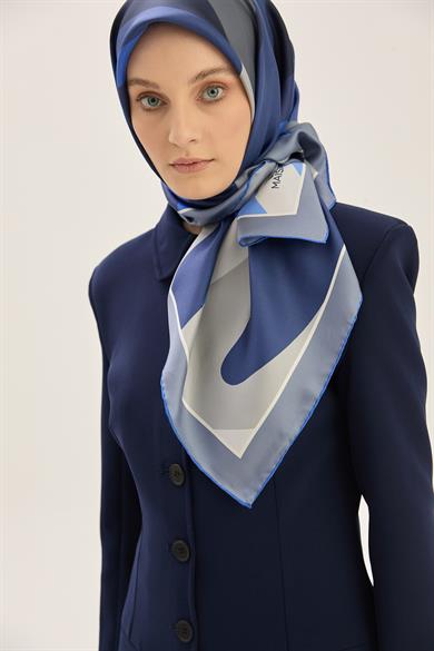 LALE TİVİL İPEK EŞARP 90*90 CM - SAKS