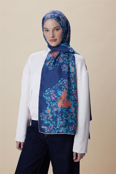 LARİN MULBERRY İPEK ŞAL 70*190 - LACİVERT