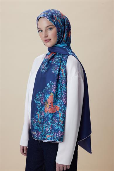 LARİN MULBERRY İPEK ŞAL 70*190 - LACİVERT
