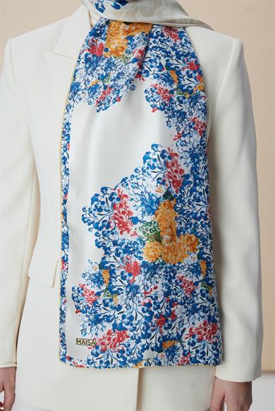 LARİN MULBERRY İPEK ŞAL 70*190 - MAVİ