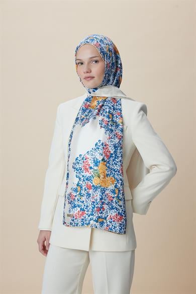 LARİN MULBERRY İPEK ŞAL 70*190 - MAVİ