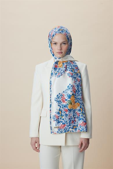 LARİN MULBERRY İPEK ŞAL 70*190 - MAVİ