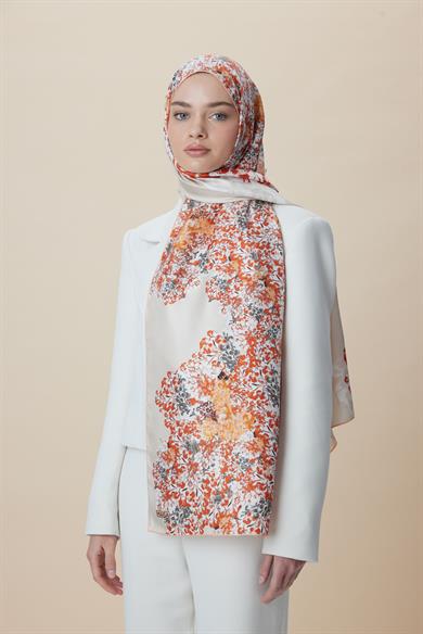 LARİN MULBERRY İPEK ŞAL 70*190 - MERCAN