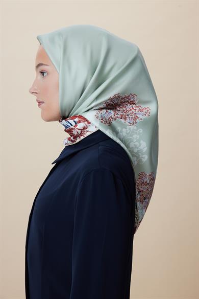 LARİN TİVİL İPEK EŞARP 90*90 CM - NİL YEŞİLİ