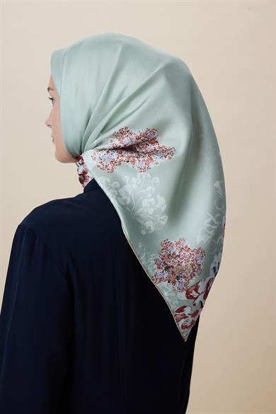 LARİN TİVİL İPEK EŞARP 90*90 CM - NİL YEŞİLİ