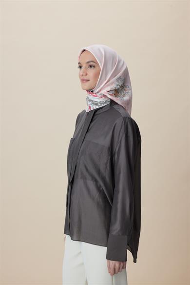 LARİN TİVİL İPEK EŞARP 90*90 CM - PUDRA PEMBE
