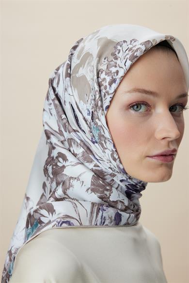 LARİN TİVİL İPEK EŞARP 90*90 CM - VİZON