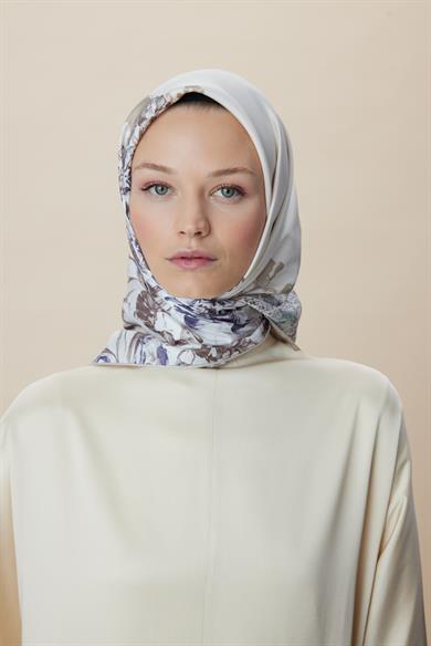 LARİN TİVİL İPEK EŞARP 90*90 CM - VİZON