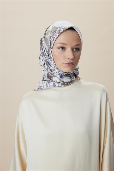 LARİN TİVİL İPEK EŞARP 90*90 CM - VİZON