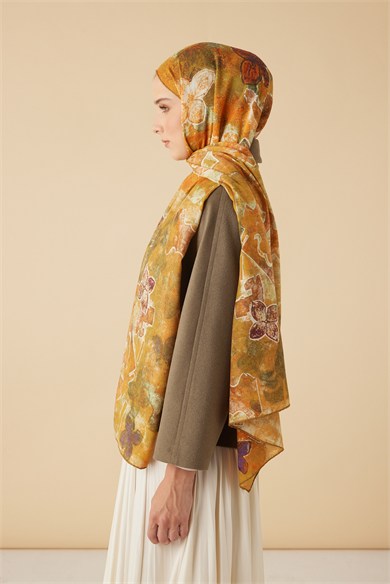 LATİF YÜN MODAL ŞAL 70*200 CM - HARDAL