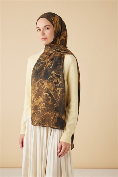 LATİF YÜN MODAL ŞAL 70*200 CM - KAHVERENGİ