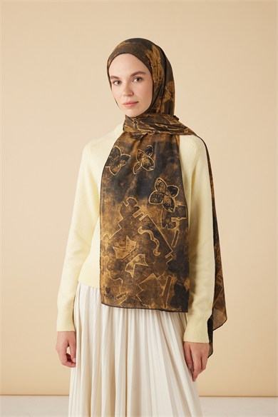 LATİF YÜN MODAL ŞAL 70*200 CM - KAHVERENGİ