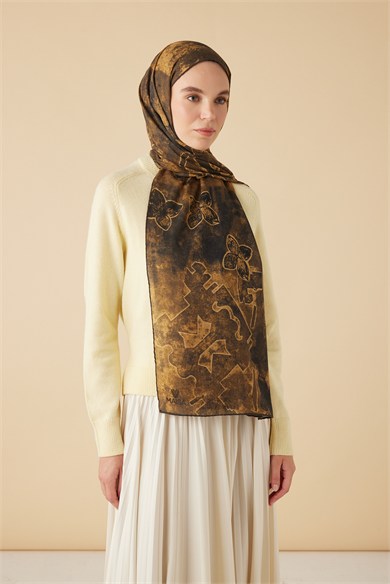LATİF YÜN MODAL ŞAL 70*200 CM - KAHVERENGİ