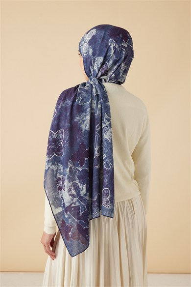 LATİF YÜN MODAL ŞAL 70*200 CM - MAVİ