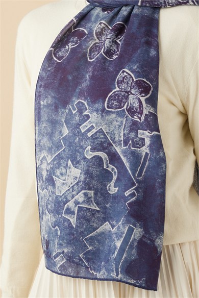 LATİF YÜN MODAL ŞAL 70*200 CM - MAVİ