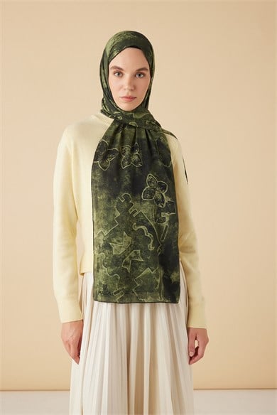 LATİF YÜN MODAL ŞAL 70*200 CM - YEŞİL