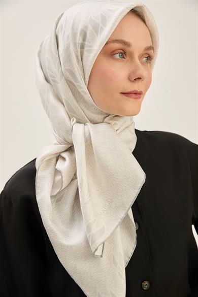LAVİ TİVİL İPEK EŞARP 90*90 CM - AÇIK GRİ