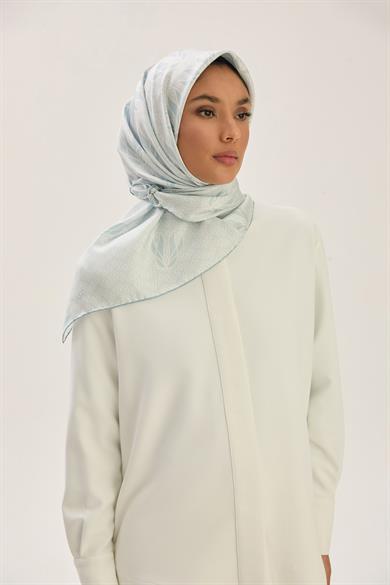 LAVİ TİVİL İPEK EŞARP 90*90 CM - AÇIK MAVİ