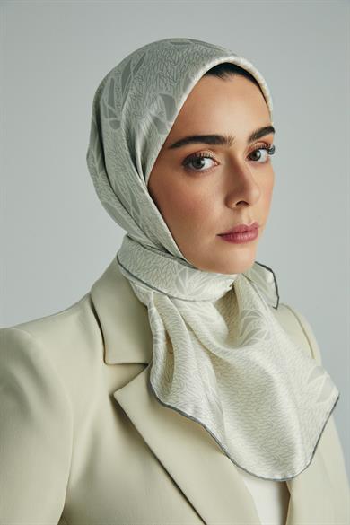 LAVİ TİVİL İPEK EŞARP 90*90 CM - EKRU