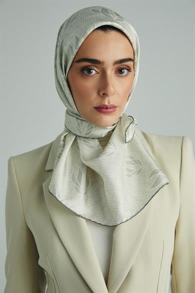 LAVİ TİVİL İPEK EŞARP 90*90 CM - EKRU