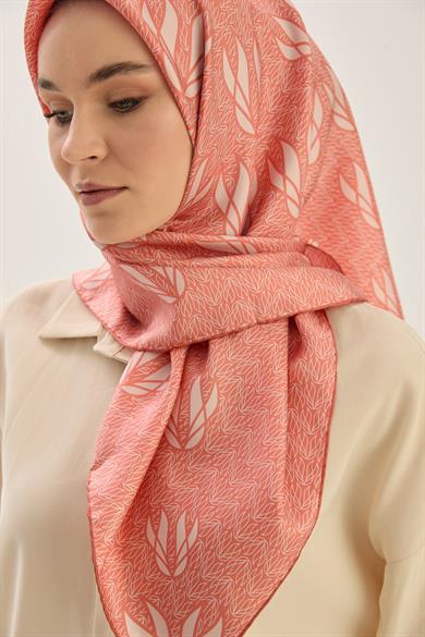 LAVİ TİVİL İPEK EŞARP 90*90 CM - GÜL KURUSU