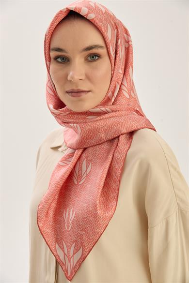 LAVİ TİVİL İPEK EŞARP 90*90 CM - GÜL KURUSU