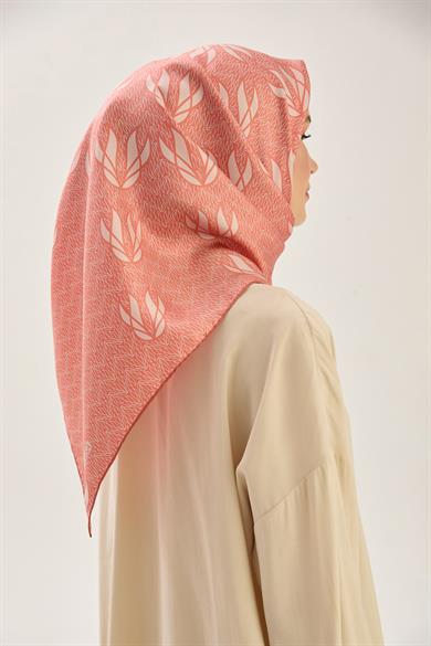 LAVİ TİVİL İPEK EŞARP 90*90 CM - GÜL KURUSU