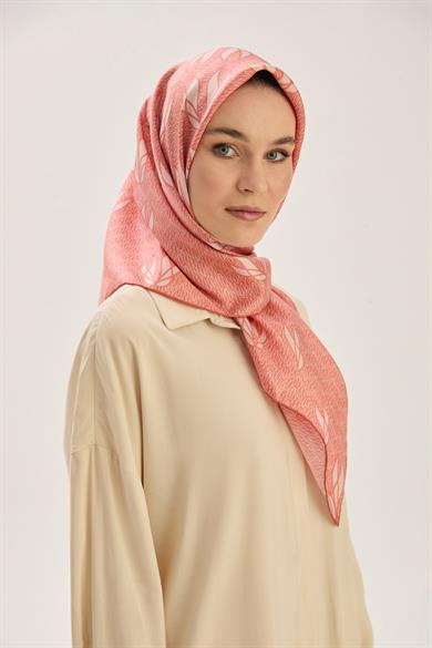 LAVİ TİVİL İPEK EŞARP 90*90 CM - GÜL KURUSU