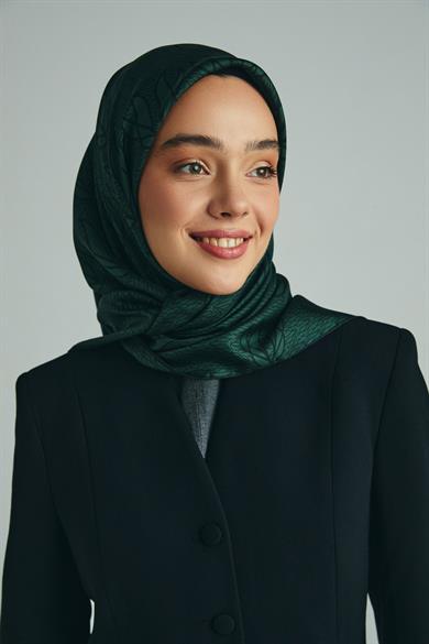 LAVİ TİVİL İPEK EŞARP 90*90 CM - KOYU YEŞİL