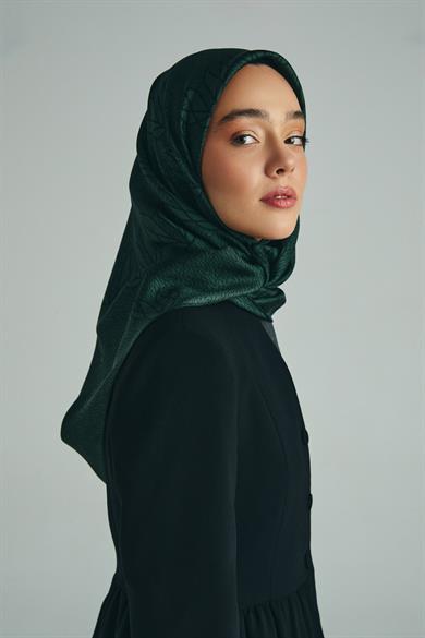 LAVİ TİVİL İPEK EŞARP 90*90 CM - KOYU YEŞİL
