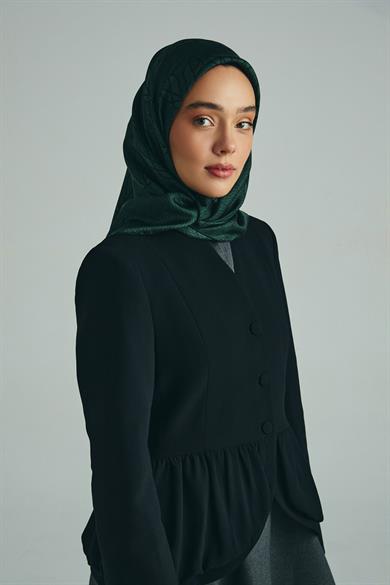 LAVİ TİVİL İPEK EŞARP 90*90 CM - KOYU YEŞİL