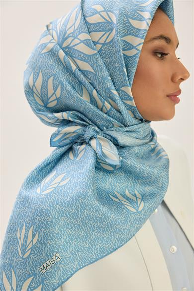 LAVİ TİVİL İPEK EŞARP 90*90 CM - MAVİ
