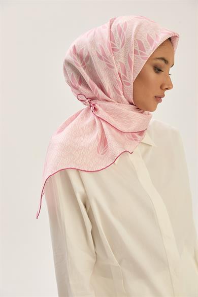 LAVİ TİVİL İPEK EŞARP 90*90 CM - PEMBE