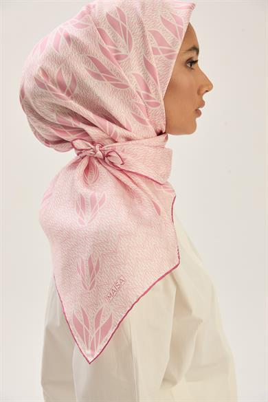 LAVİ TİVİL İPEK EŞARP 90*90 CM - PEMBE