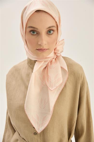 LAVİ TİVİL İPEK EŞARP 90*90 CM - PUDRA PEMBE