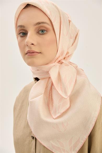 LAVİ TİVİL İPEK EŞARP 90*90 CM - PUDRA PEMBE
